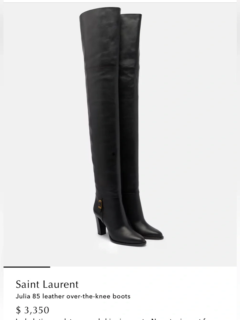 Saint Laurent Black Over-the-Knee Leather Boots with Gold Hardware